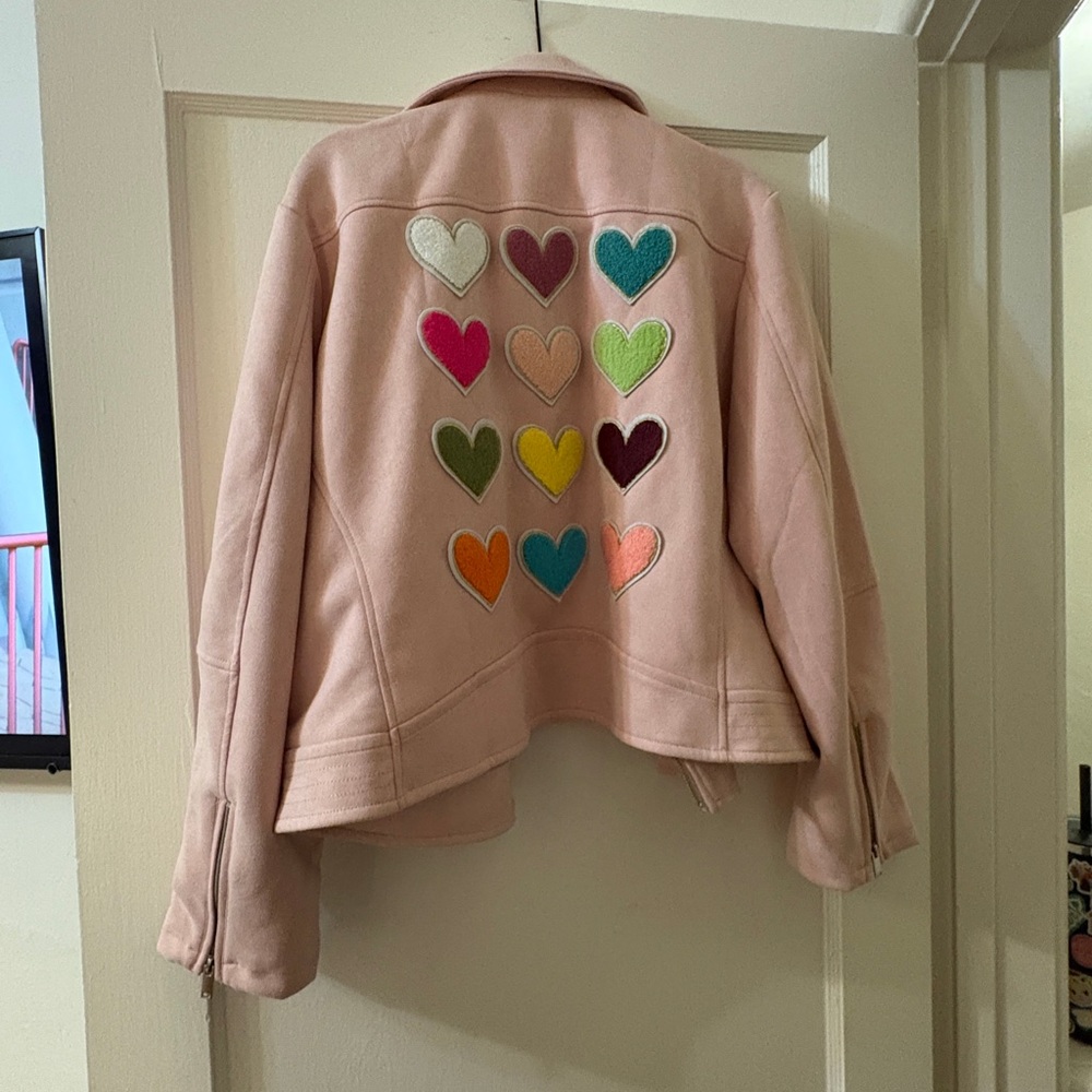 Pink motorcycle Jacket with hearts